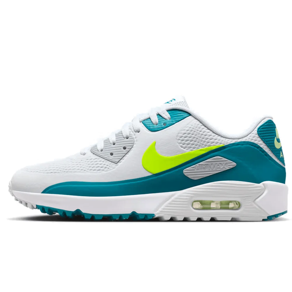 Nike Air Max 90G Golf Shoes (White/Volt/Bright Spruce)