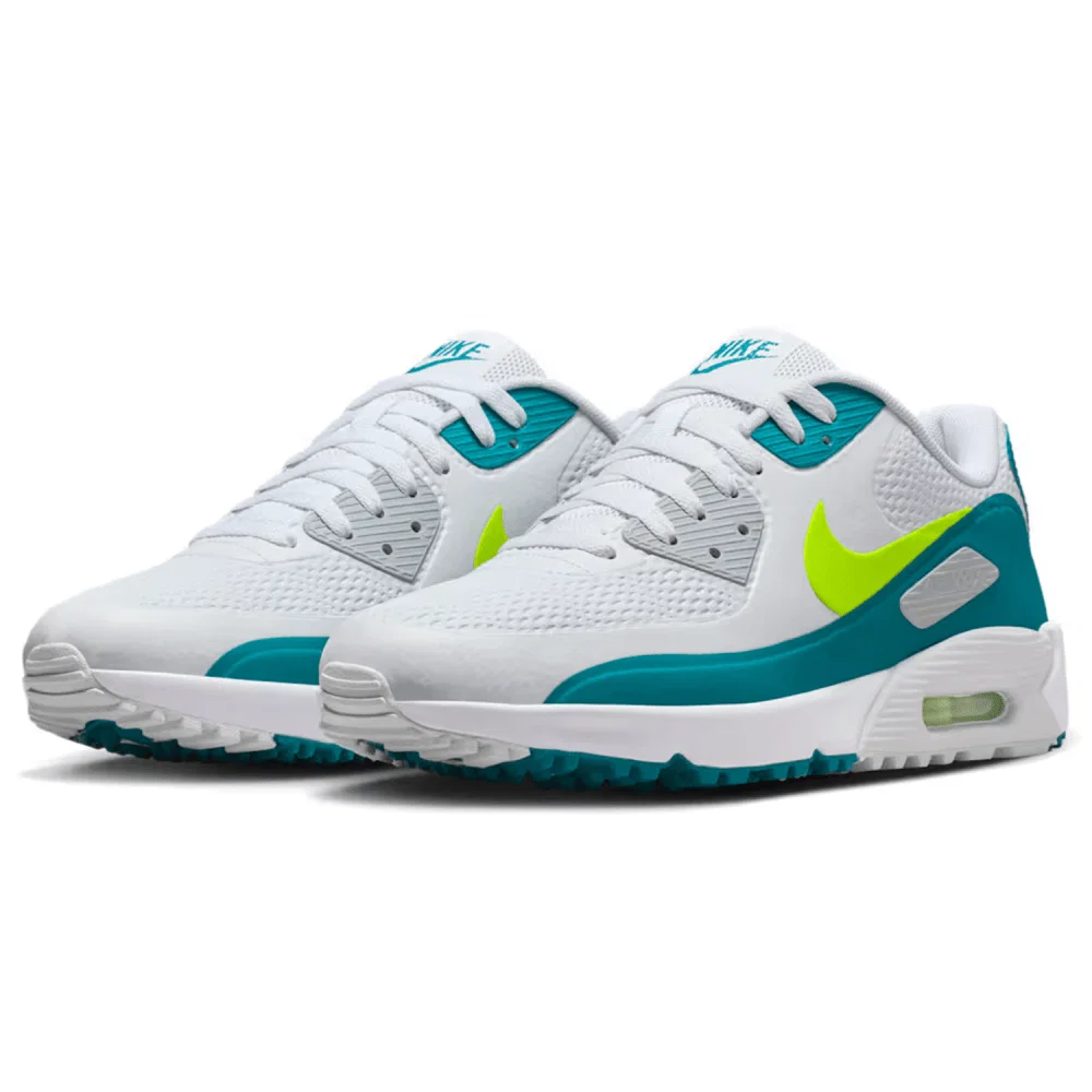 Nike Air Max 90G Golf Shoes (White/Volt/Bright Spruce)