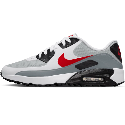 Nike Air Max 90G Golf Shoes (White/Fire Red/Light Smoke Grey)