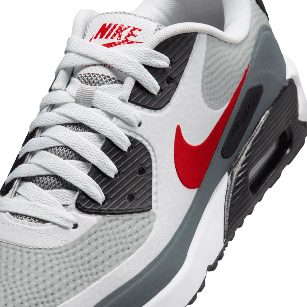 Nike Air Max 90G Golf Shoes (White/Fire Red/Light Smoke Grey)
